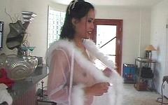 Ver ahora - Asian reiko sucks cock in hot white lingerie