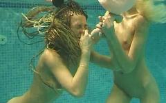 Guarda ora - A couple of teen lesbians play in the pool before getting hardcore