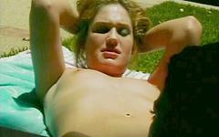 A couple of lesbian girls get naked together outside on the blanket - movie 3 - 4