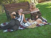 Katie Morgan blonde meets big guy outdoors gets pussy eaten fucked hard  - movie 1 - 2