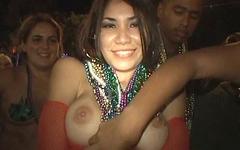 Guarda ora - Hot latina brunette whores with big boobs outside letting it all hang out
