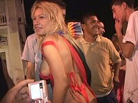 Sexy Latin models w/big tits flash them outdoors at anyone who will look - movie 3 - 2