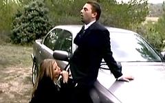 Monica Sweetheart blows her guy outside on the car - movie 3 - 3