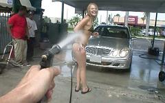 Kelli Stone gets sprayed down with a hose then slammed deep with a cock - movie 1 - 3