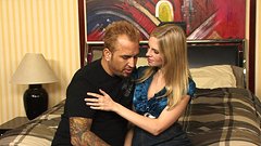 Watch Now - Aimee is fucked hard by a big cocked tattooed dude who cums in her mouth