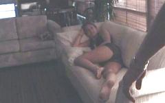 Ver ahora - Amateur action from a fixed camera point as horny couple fucks on couch