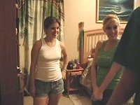 Two pretty amateur sluts are fucked hard by one lucky amateur stud - movie 3 - 2