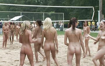 Download College girls play a nude volleyball game