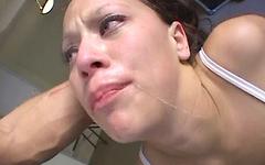 Brunette gags and chokes while her throat is fucked extra hard and deep - movie 13 - 5