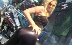 Veronica Caine is a horny biker babe join background