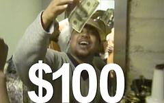 Several rappers hold up hundred dollar bills and compete in an event - bonus 5 - 3