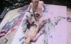 Couple makes sex art by fucking on a canvas - movie 3 - 4