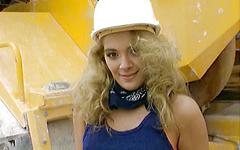 Jacqueline Wild sucks cock on a construction site wearing a hard hat join background