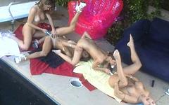 Four stunning lesbians immerse themselves in an orgasmic outdoors orgy - movie 1 - 6