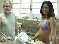 Horny older dude gets to ass fuck a pretty Latina then give her a facial - movie 1 - 2