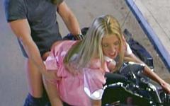 Wild and crazy fucking on a sweet motorbike gets this hot blonde a facial - movie 5 - 4