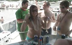 College co-ed gets to flashing on the party boat for a lesbian tit tweak - movie 1 - 6