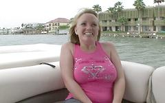 Blonde with a smoking hot natural rack of big tatas masturbates and strips join background
