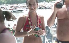 Having fun outdoors on a boat in the summertime with a group of horny sluts join background