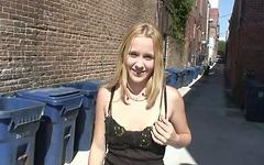 Cute blonde walks down a public back alley and strips completely naked - movie 4 - 3