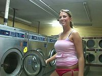 Watch Now - This big boobed slut discovers the fun of flashing at the laundromat