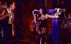Jetzt beobachten - Brunette submissive with big tits in lingerie gets teased and bound up