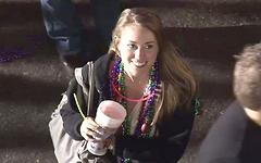 Sharon wears a pink boa to Mardi Gras - movie 10 - 4