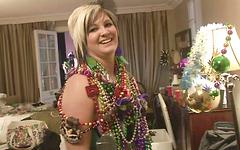 Frances tries to cover her nude boobs in Mardi Gras beads - movie 2 - 4