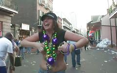 Some mature ladies on the street are showing their tits to get beads - movie 5 - 4