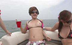 Busty teens ride on the boat and show off their hot bodies to the camera - movie 1 - 5