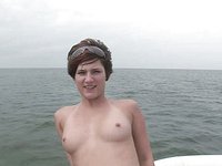 Watch Now - Doing a sexy striptease on the boat is capped with some big natural tits