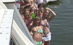 Some group tit flashing on the dock as these girls get ready to board - movie 4 - 7