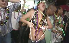 Clarice has a good time at Mardi Gras join background