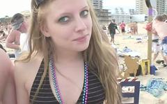 A Busty Teen Girl Shows Off Her Nice Striptease In A Crowd Outdoors - movie 1 - 2