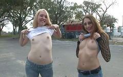 Their tits might be small, but they love showing them off in public places! - movie 10 - 6