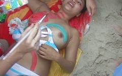 The summer sun makes a lot of horny amateurs flash their boobs on the beach - movie 4 - 5