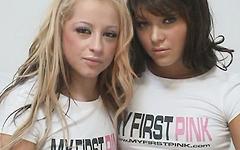 Leigh Logan enjoys her first pink along with Natalia Forrest join background