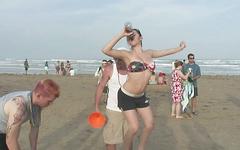 A few girls with nice big tits show them off at the beach while on break - movie 4 - 6