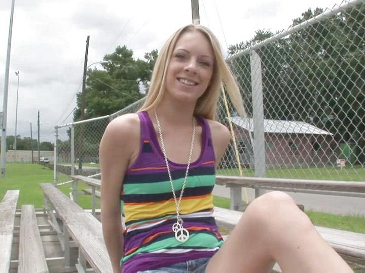 Sweet Blonde With Tiny Tits Strips And Flashes In Public Park