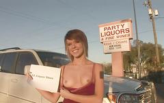 Outrageous brunette strips in public in a hardware store and liquor store! - movie 7 - 7