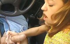 Tabitha gives her date a handjob while they are parked in the car join background