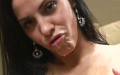 Latina babe Veronica Rayne face fucks herself to prove deep throat skills - movie 8 - 7