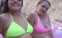 Renee Perez has a lesbian session with a friend outside join background