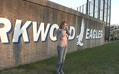 Sexy amateur girl next door gets naked on a high school football field - movie 1 - 3