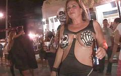 Watch Now - Wild partiers show lots of skin in public on the streets