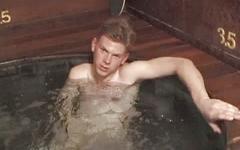 Well hung twink Christian masturbates in hot tub join background