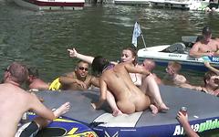Lizzie starts to strip in front of everyone on the boat - movie 3 - 7
