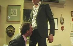 Kent Larson and Michael Lucas in suit and tie jock sex scene join background
