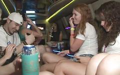 Hot college party chicks get freaky in a lesbian limo join background