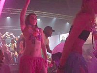 Watch Now - Horny college party girls at luau-themed party get wild